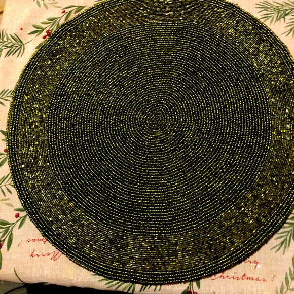 Pottery Barn Holiday Pottery Barn Set Of 2 Green Round Beaded